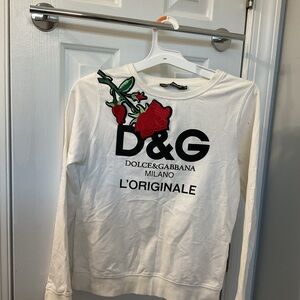 Dolce & Gabbana White Top with Red Floral Embroidery